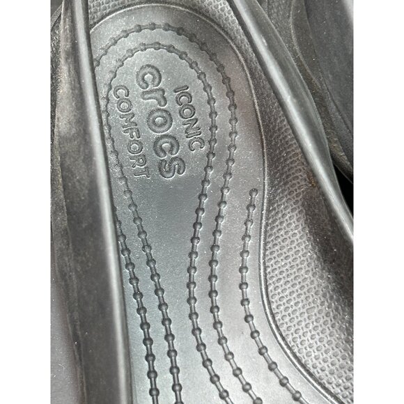 Crocs Womens W8 Iconic Comfort Black Slingback Flats Lightweight Casual Shoes - Picture 3 of 7